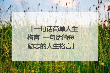 一句话简单人生格言 一句话简短励志的人生格言