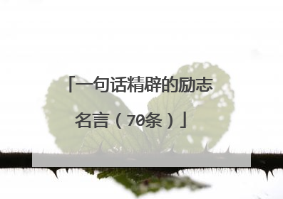 一句话精辟的励志名言(70条)