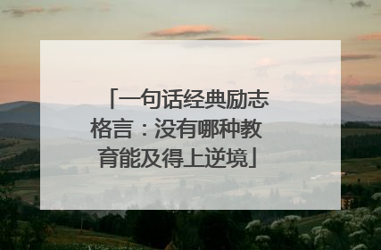 一句话经典励志格言:没有哪种教育能及得上逆境
