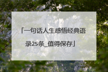 一句话人生感悟经典语录25条_值得保存
