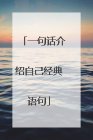 一句话介绍自己经典语句