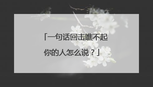 一句话回击瞧不起你的人怎么说？
