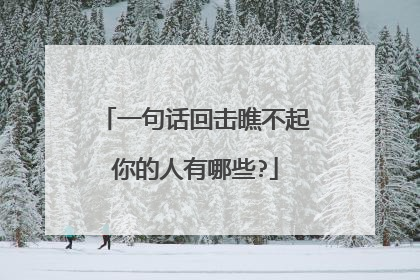 一句话回击瞧不起你的人有哪些?