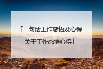 一句话工作感悟及心得 关于工作感悟心得