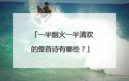 一半烟火一半清欢的整首诗有哪些?