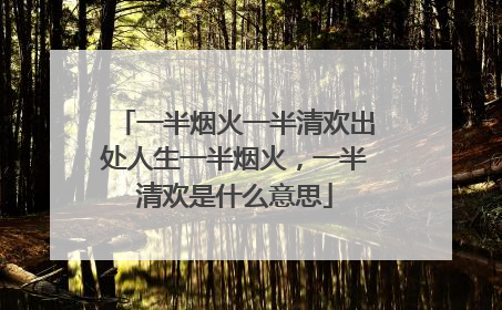 一半烟火一半清欢出处人生一半烟火，一半清欢是什么意思