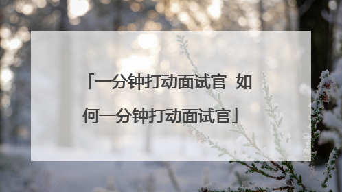 一分钟打动面试官 如何一分钟打动面试官