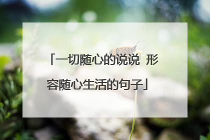 一切随心的说说 形容随心生活的句子