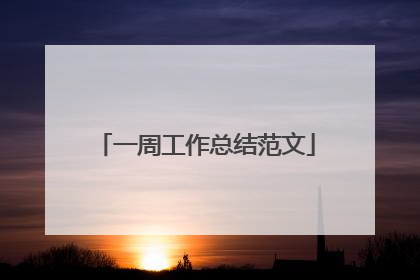 一周工作总结范文