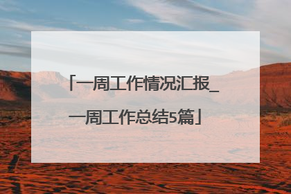 一周工作情况汇报_一周工作总结5篇