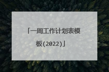 一周工作计划表模板(2022)