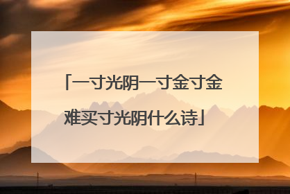 一寸光阴一寸金寸金难买寸光阴什么诗