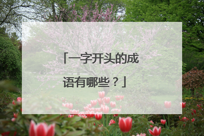 一字开头的成语有哪些?