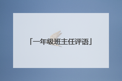 一年级班主任评语