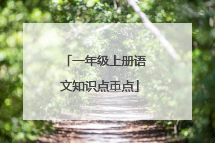 一年级上册语文知识点重点
