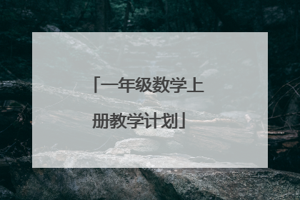 一年级数学上册教学计划