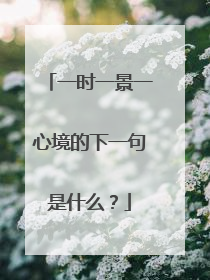 一时一景一心境的下一句是什么?