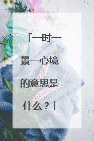 一时一景一心境的意思是什么?
