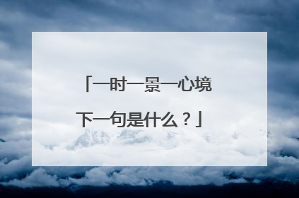 一时一景一心境下一句是什么?