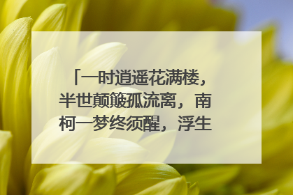 一时逍遥花满楼, 半世颠簸孤流离, 南柯一梦终须醒, 浮生若梦皆是空。是什么