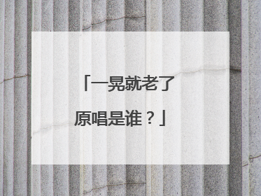 一晃就老了原唱是谁?