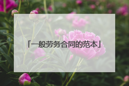 一般劳务合同的范本