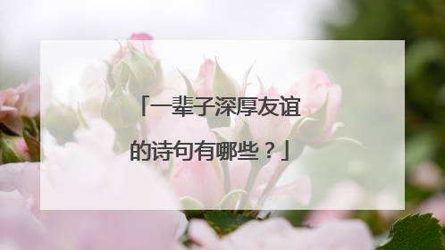 一辈子深厚友谊的诗句有哪些?