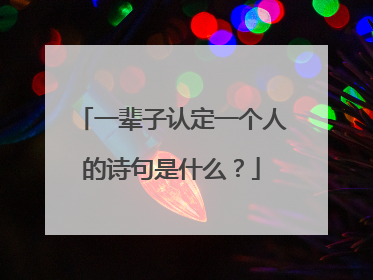 一辈子认定一个人的诗句是什么？