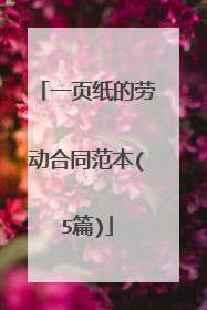 一页纸的劳动合同范本(5篇)