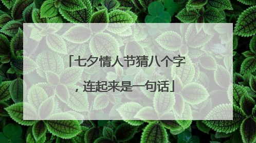 七夕情人节猜八个字，连起来是一句话