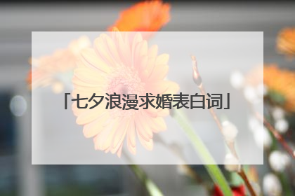 七夕浪漫求婚表白词