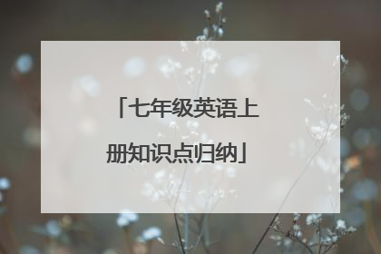 七年级英语上册知识点归纳