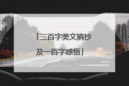 三百字美文摘抄及一百字感悟