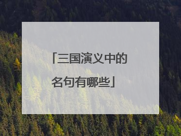 三国演义中的名句有哪些