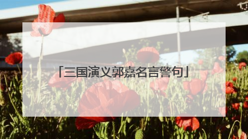 三国演义郭嘉名言警句