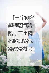 三字网名超拽霸气冷酷,三字网名超拽霸气冷酷带符号