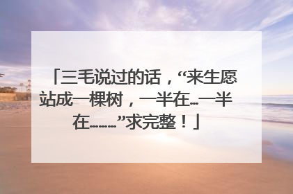 三毛说过的话,“来生愿站成一棵树,一半在…一半在………”求完整!