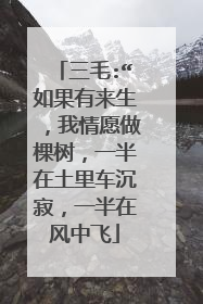 三毛:“如果有来生,我情愿做棵树,一半在土里车沉寂,一半在风中飞