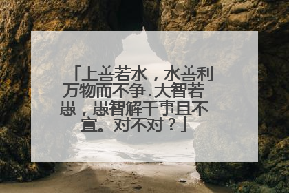 上善若水，水善利万物而不争.大智若愚，愚智解千事且不宣。对不对？