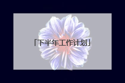 下半年工作计划