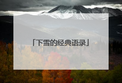 下雪的经典语录