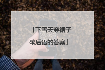 下雪天穿裙子歇后语的答案