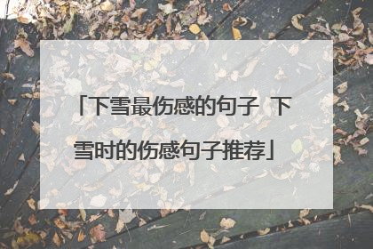 下雪最伤感的句子 下雪时的伤感句子推荐