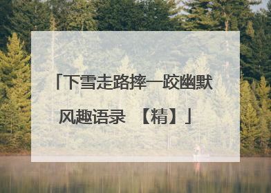 下雪走路摔一跤幽默风趣语录 【精】