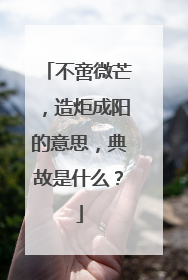 不啻微芒，造炬成阳的意思，典故是什么？