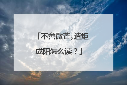 不啻微芒,造炬成阳怎么读?