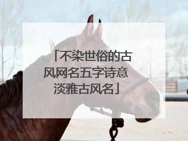 不染世俗的古风网名五字诗意淡雅古风名
