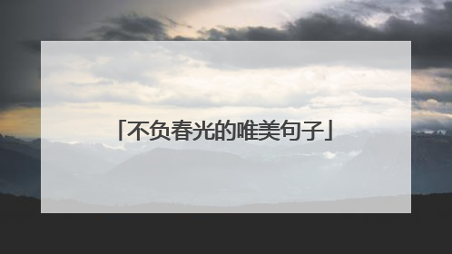 不负春光的唯美句子