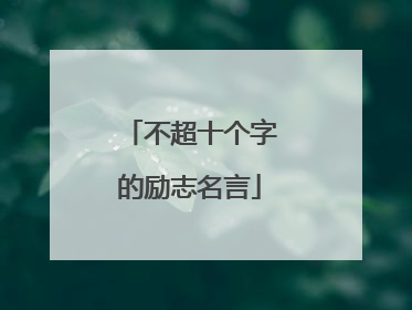 不超十个字的励志名言