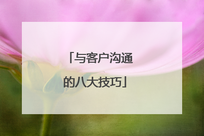 与客户沟通的八大技巧